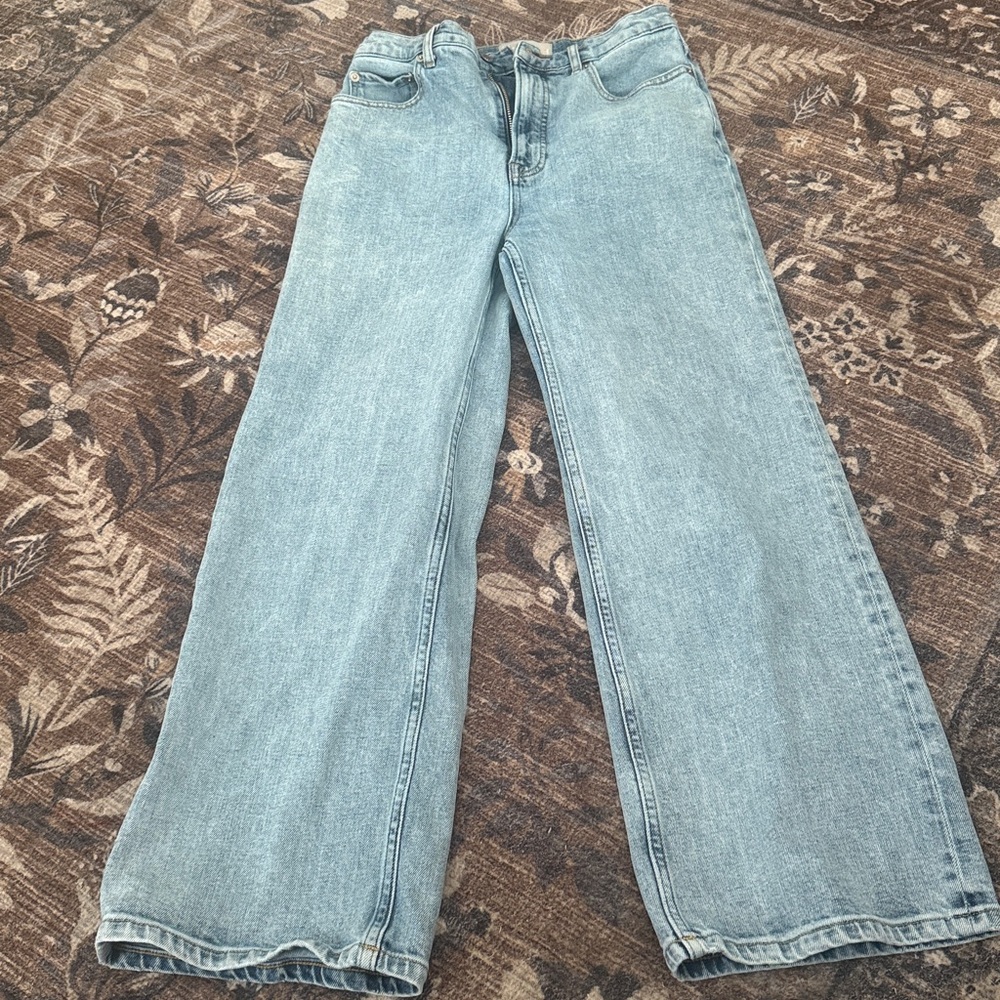 Everlane The Way High Wide Leg Flare Jeans Ankle Light Wash EUC Size 26 - Picture 4 of 7
